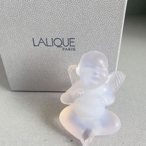 NWT Vintage 1996 Lalique "Malizioso" Grace Opalescent Angel Cherub Figurine - Picture 1 of 10